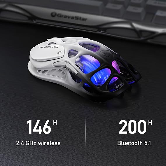 GravaStar Wrieless Gaming Keyboard and Mouse Set, 75 Mechanical Keyboard and Wireless Gaming Mouse, Magnesium Alloy
