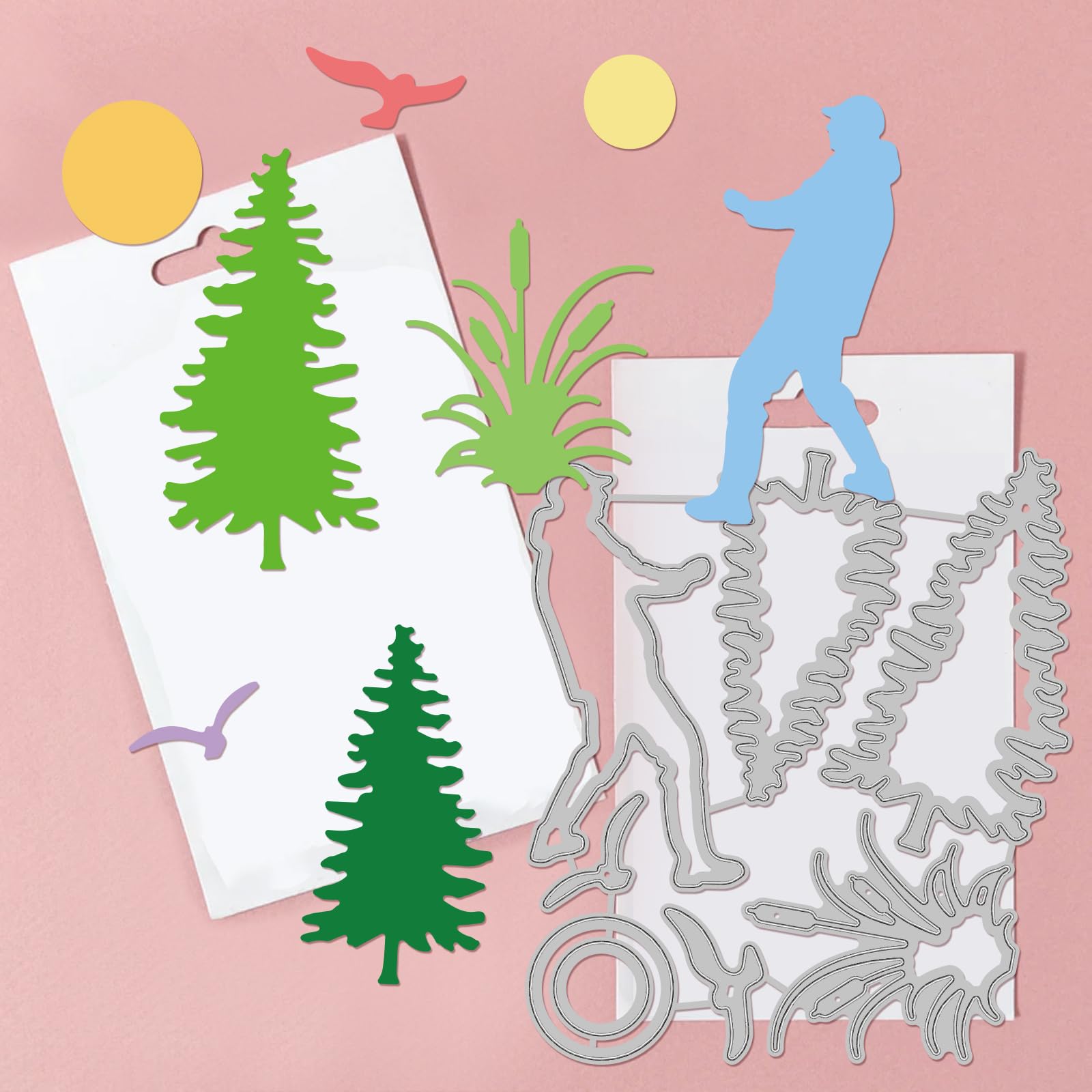 GLOBLELAND Fishing Cutting Dies for DIY Scrapbooking Metal Fishing Scenery Die Cuts Embossing Stencils Template for Paper Card Making Decoration Album Craft Decor - Image 3