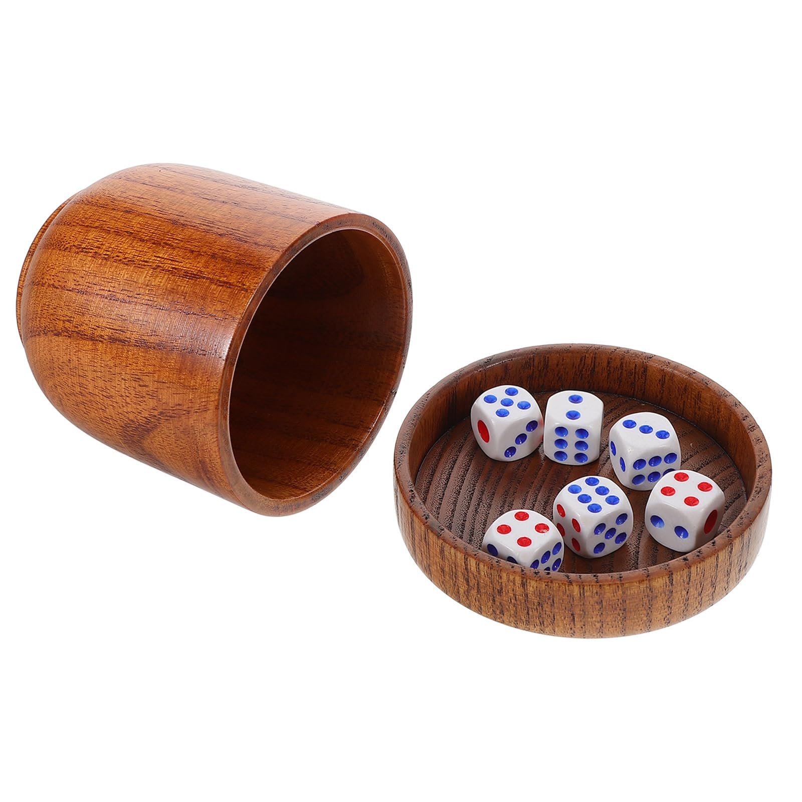 FOYTOKI Wooden Dice Shaker Cup with Lid, 5 Dice Bar Game Set