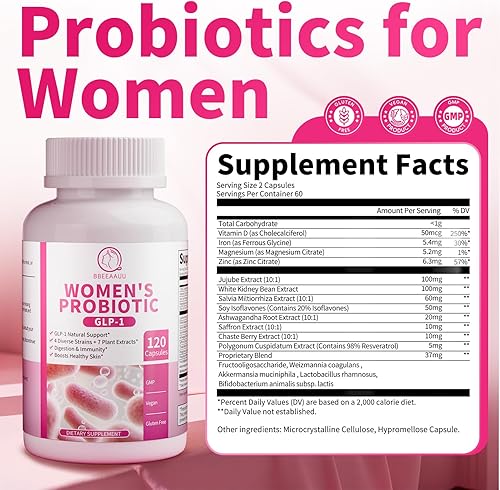 Miniatura 3 de BBEEAAUU Probióticos para mujeres 467 mil millones de UFC con azufaifa, cápsulas de suplemento probiótico GLP-1 que apoya el bienestar digestivo, de
