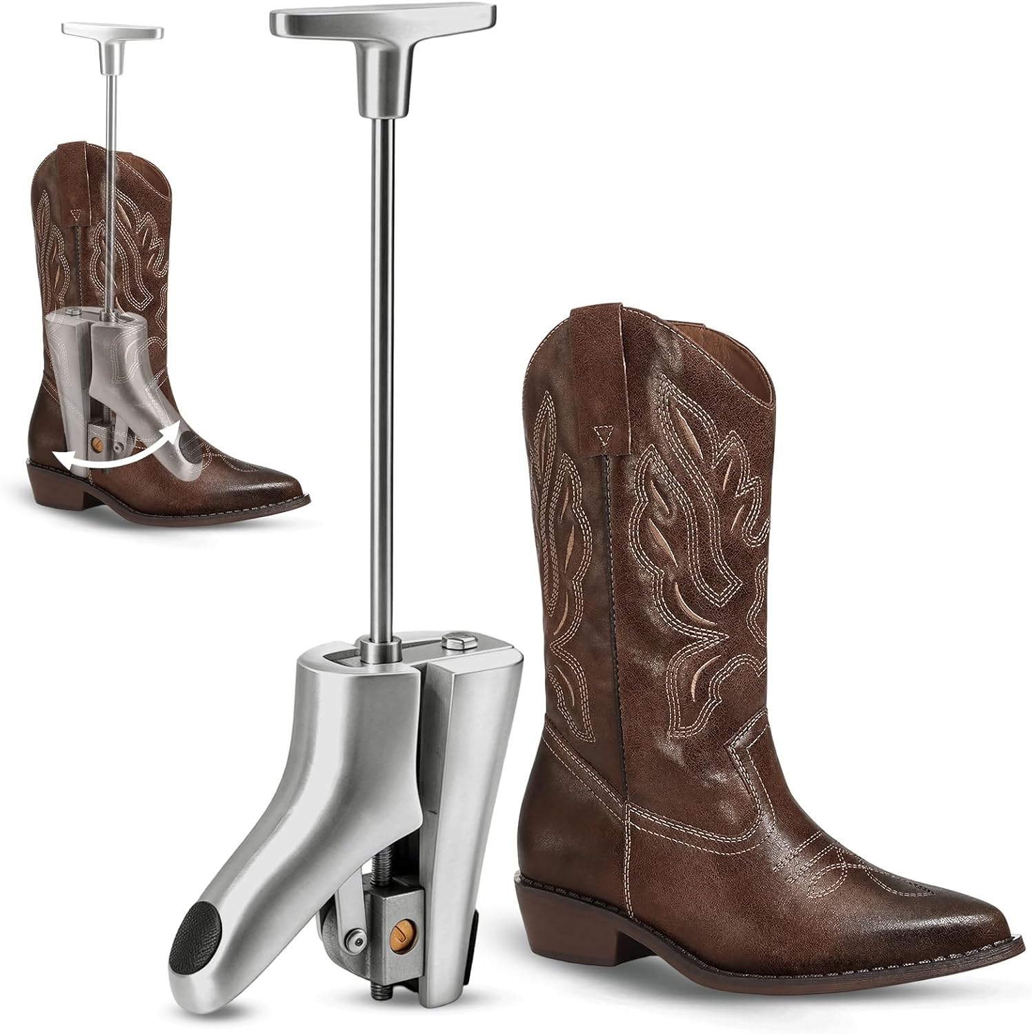 Heavy Duty Cast Aluminum Instep and Vamp Boot Stretcher, Adjustable Shoe Stretcher for Men & Women, Relieves Tightness for Western, Cowboy, Hiking, Work & Riding Boots