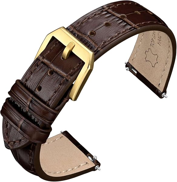 ANNEFIT Leder Uhrenarmbänder 16mm 18mm 19mm 20mm 22mm 24mm, Alligator Geprägte Ersatzarmbänder Armband mit Schnellverschluss