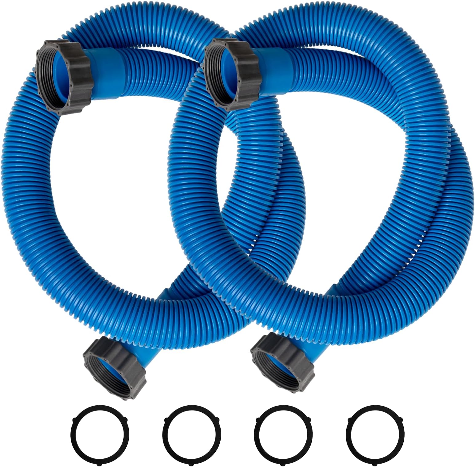 1.5" Diameter 29060E Pool Pump Hoses for Above Ground Pools - 59" Long Pool Hoses for Intexx Cole man Filter Pumps, Sand Filters & Saltwater Systems with 1,500 to 2,500 GPH Capacity, 2 Pack