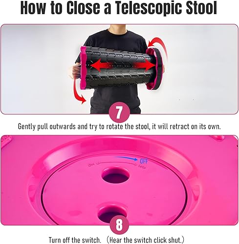 Miniatura 4 de Taburete plegable mejorado grueso, taburete plegable portátil retráctil para pesca, excursiones de senderismo, barbacoa, fiestas, actividades al