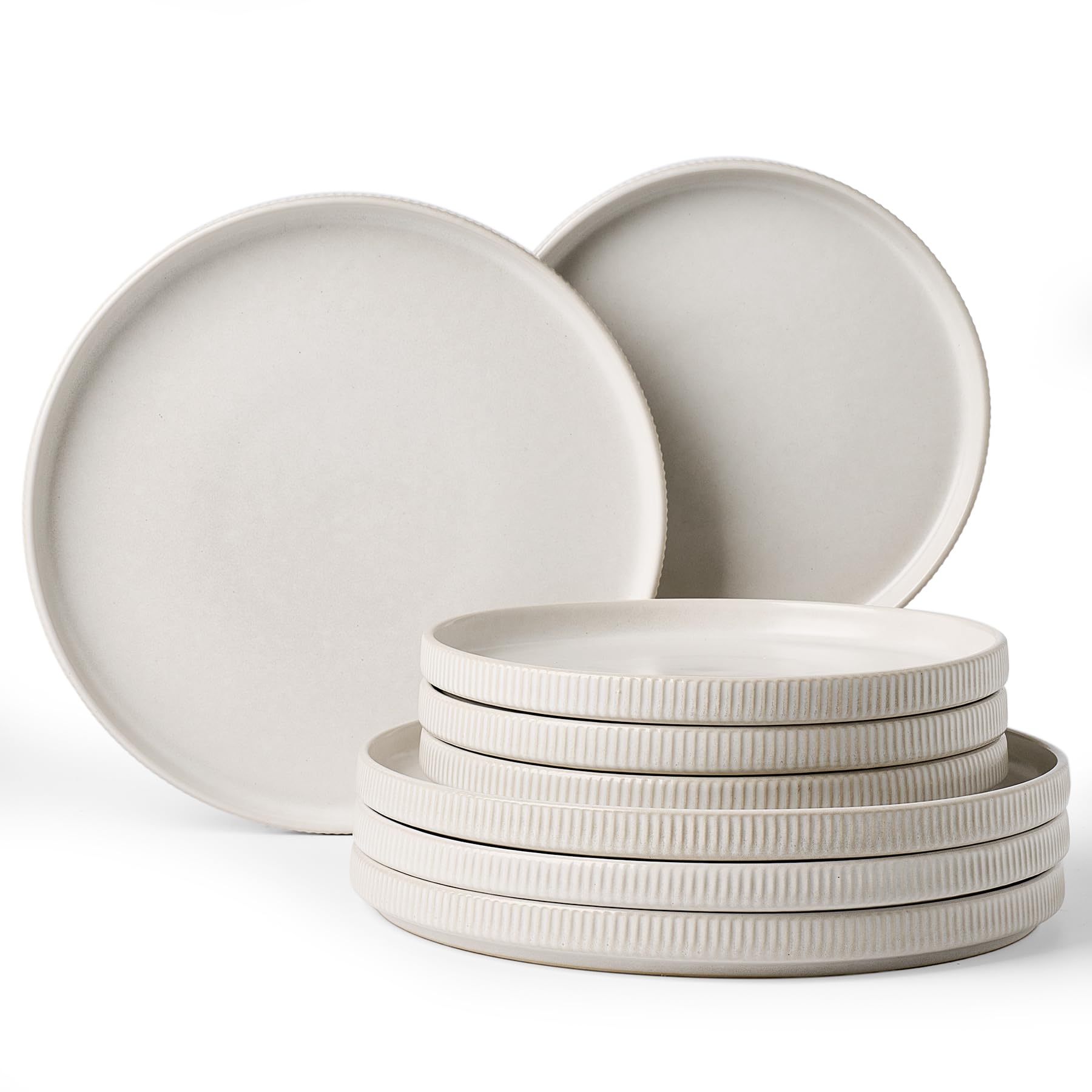 Ceramic Dinnerware Sets for 4, 8-Piece Flat Dinner Plates and Salad Plates