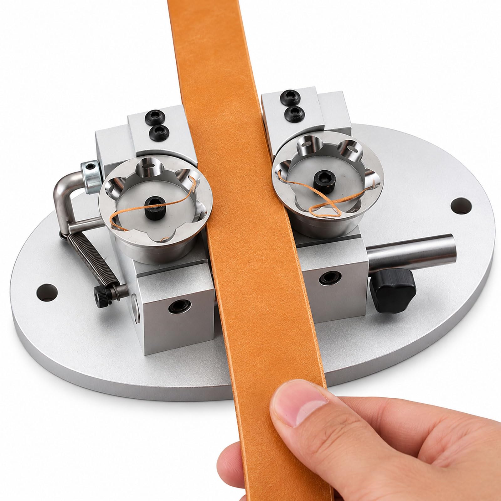 Máquina Biseladora De Cantos De Cuero, Biseladora Manual Ajustable De 13 A 80 Mm Con Cabezales De Corte Dobles De 12 Filos, Base De Aleación De Aluminio Para Cinturones