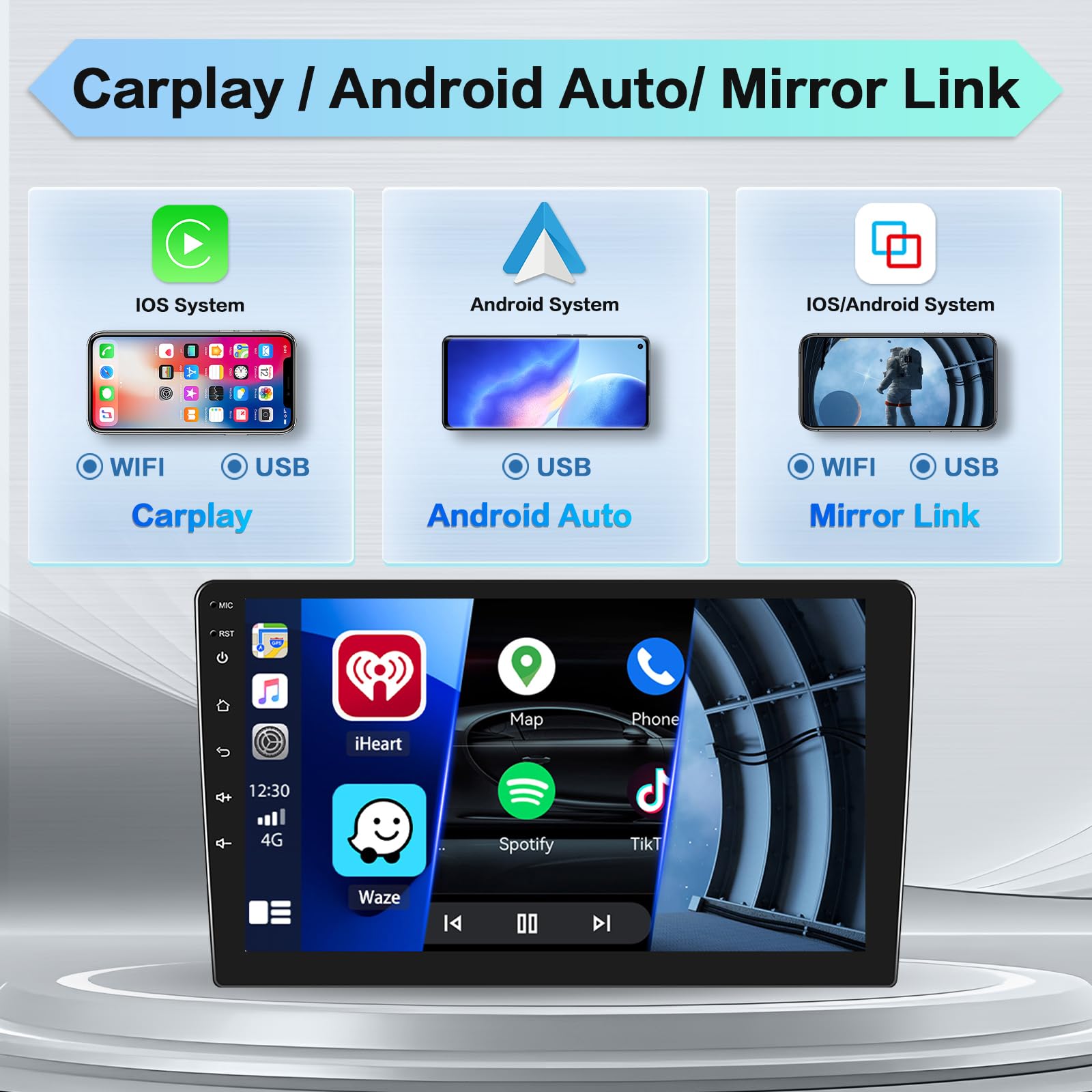 Hikity - Autoradio Android 15 Pour Fiat 500 2007-2015 - Écran Tactile 7" - 2 Go RAM / 64 Go ROM - CarPlay/Android Auto Sans Fil - GPS, WiFi, Bluetooth + Caméra De Recul