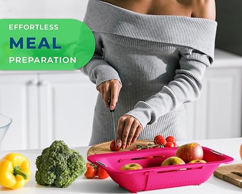 Miniatura 6 de Colador sobre el fregadero de Comfify - Colador de cocina elegante y moderno - Uso con pasta, verduras, granos, arroz y bayas y frutas - Azul pavo