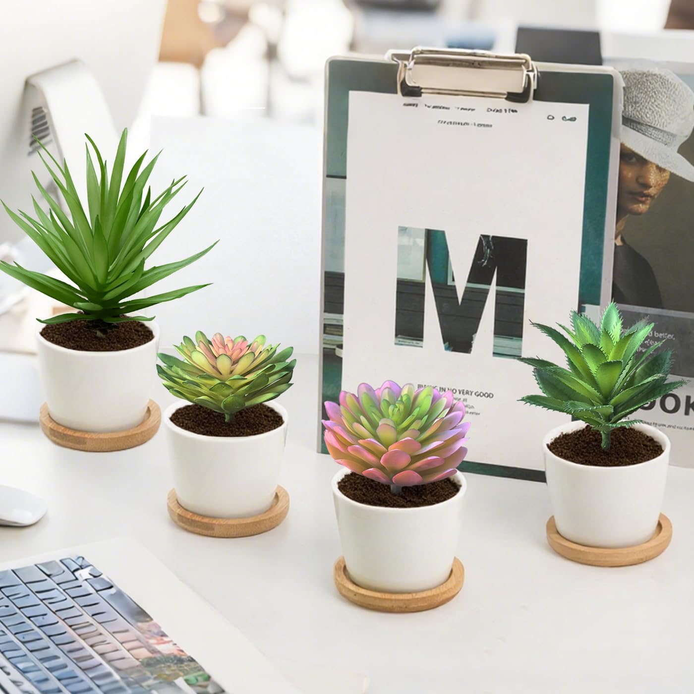 4Pcs Artificial Succulent Plants Set, Realistic Fake Succulents for Home Garden Party Decor - Image 2