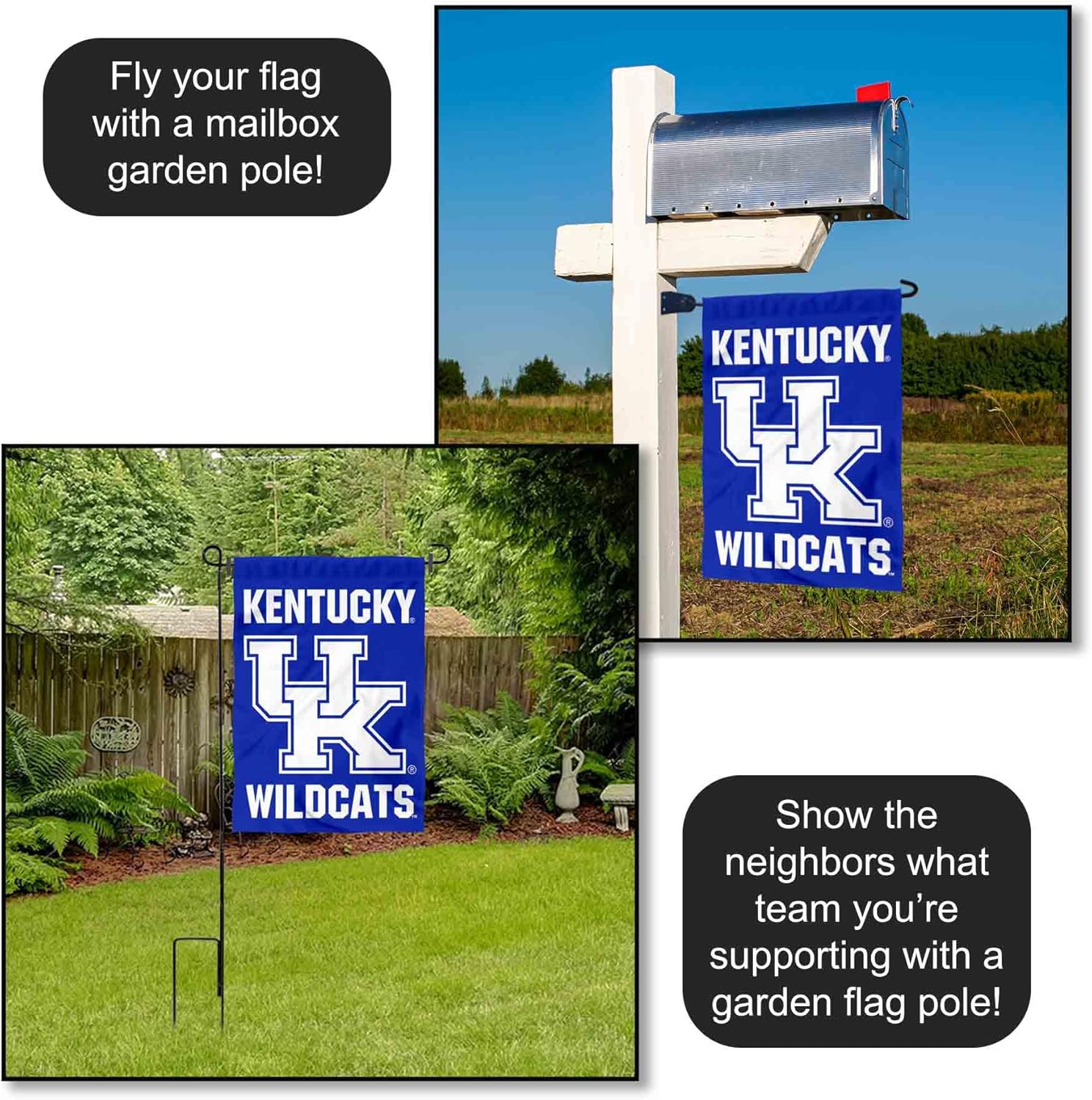 College Flags & Banners Co. Kentucky Wildcats Wordmark Garden Flag - Image 3