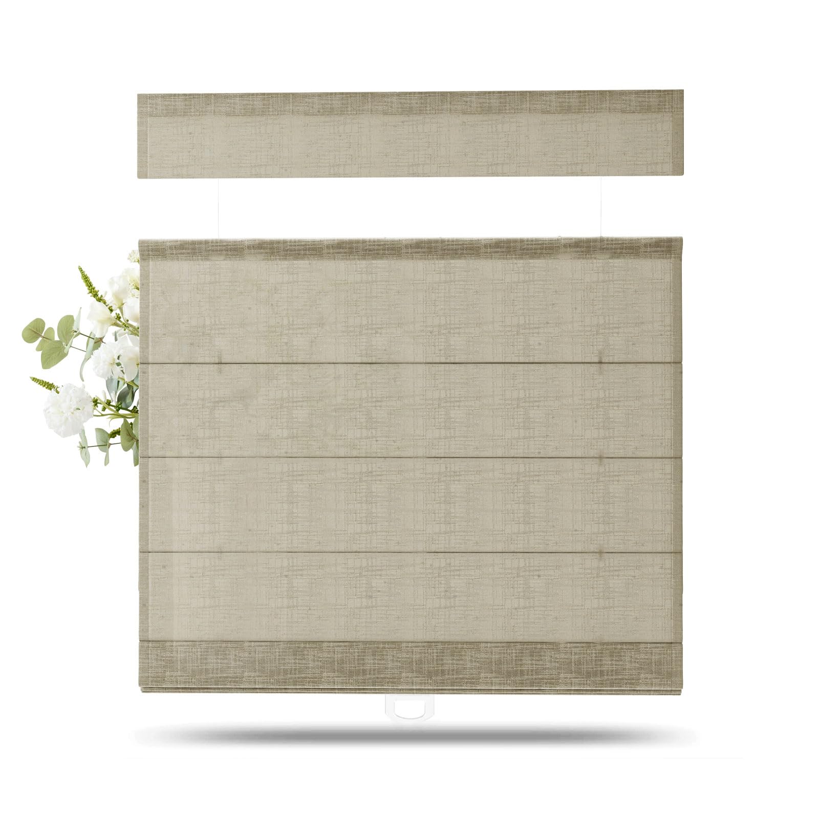 TWOPAGES Liz Linen Top Down Bottom Up Roman Shades for Windows, Grey Beige