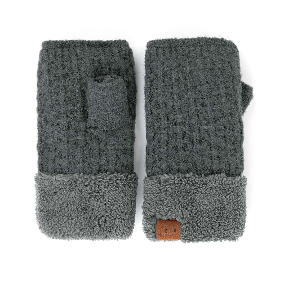 C.C Women's Warm Knit Fingerless Half Finger Fleece Lined Winter Gloves