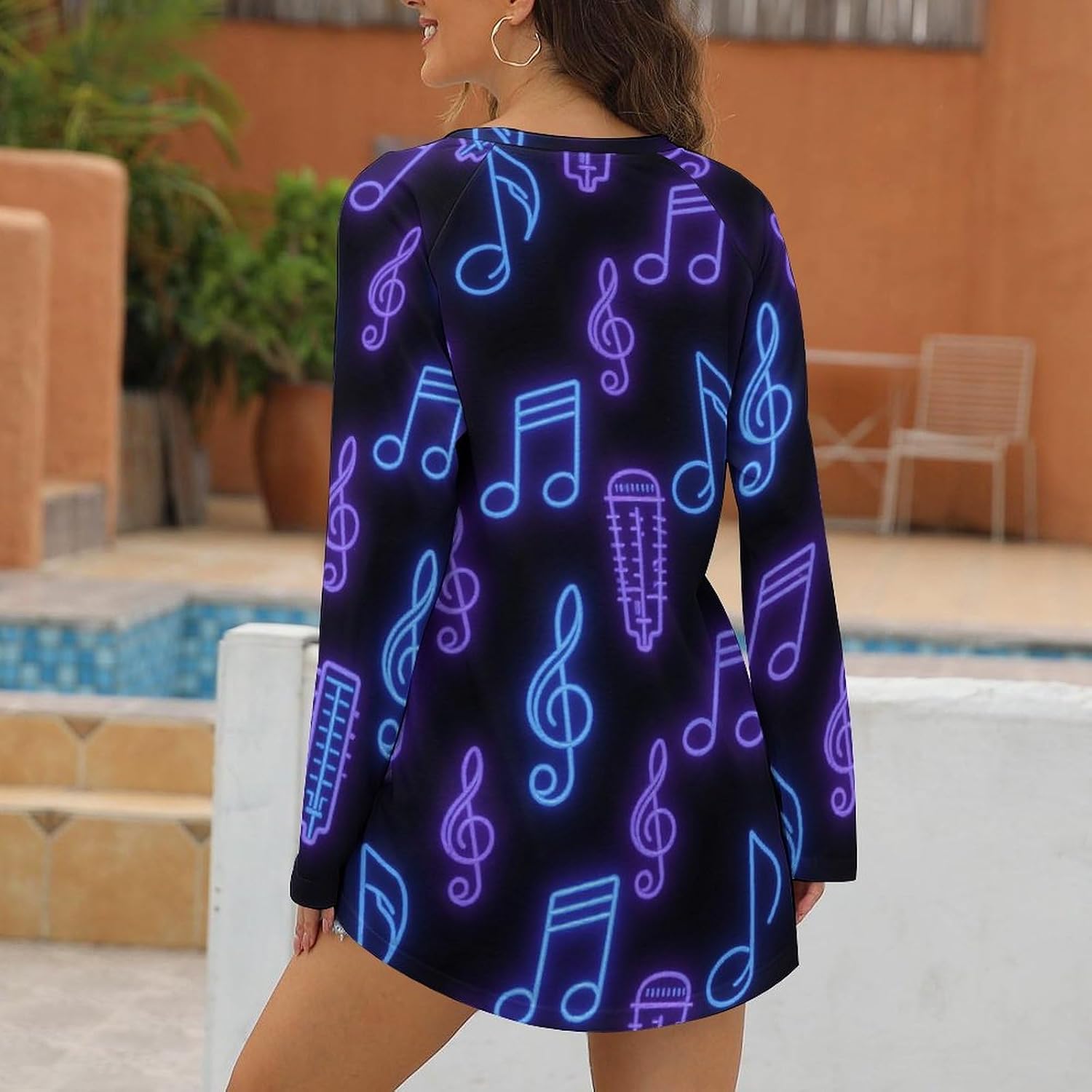 Women's Long Sleeve T-Shirt Comfortable Round Neck Tunic Top, Casual Basic Long Top for Women