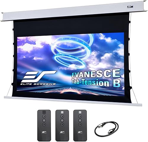 Elite Screens Evanesce Tab-Tension B, 92 pulgadas 169, 4K 8K HD, pantalla de proyector tensada con pestañas eléctricas empotradas en el techo,