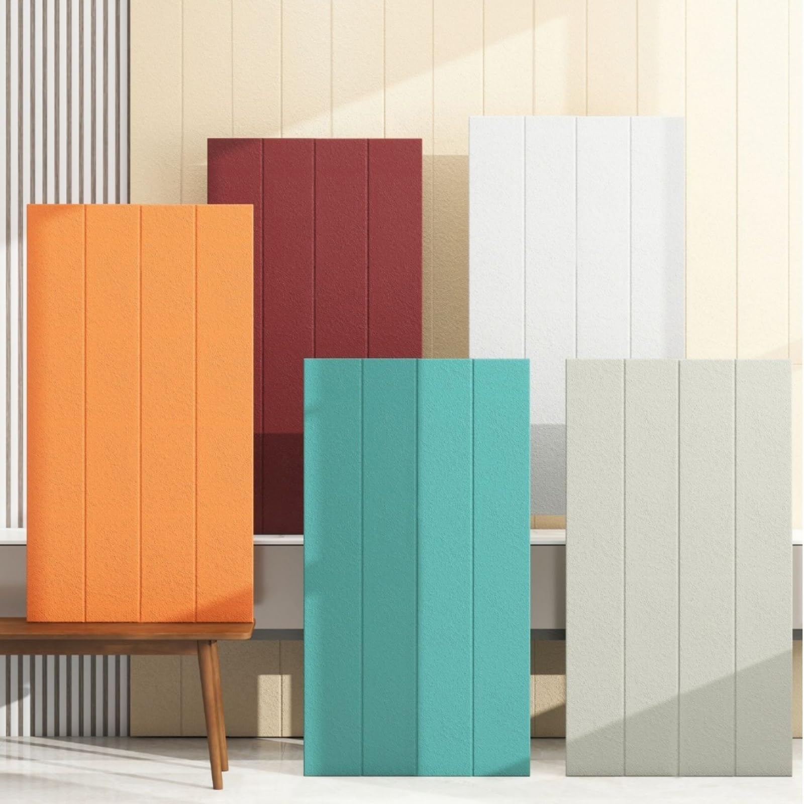 Tête de lit autocollante, Panneaux muraux rembourrés Style Tatami, Tapis Mural Anti-Collision, Rembourrage Mural imperméable Auto-adhésif pour Chambre à Coucher (Gris, 6 pièces)