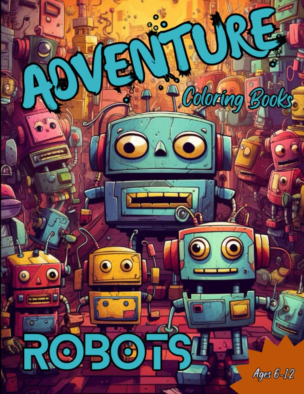 Adventure Coloring Books - Robots: A creative, amazing, and fun Robot themed coloring book for kids ages 6-12.