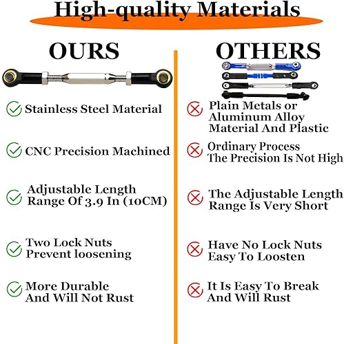 Miniatura 4 de (Actualización 2025) 3.071-4.252 in Tensores de acero inoxidableEnlace Camber para 110 Traxxas Slash 4X4 VXLRustler 4X4Stampede 4X4 VXLHoss 4X4 RC