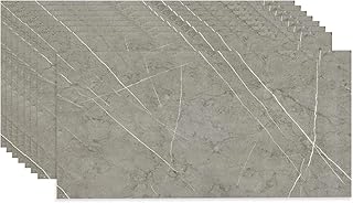 Fantasnight Grau Klebefliesen Selbstklebende Küche, Fliesenaufkleber Marmor 60 x 30 cm 10 Stück Wasserdicht, Abnehmbare Fliesen Folie für Küchenrückwand, Bad, Schrank