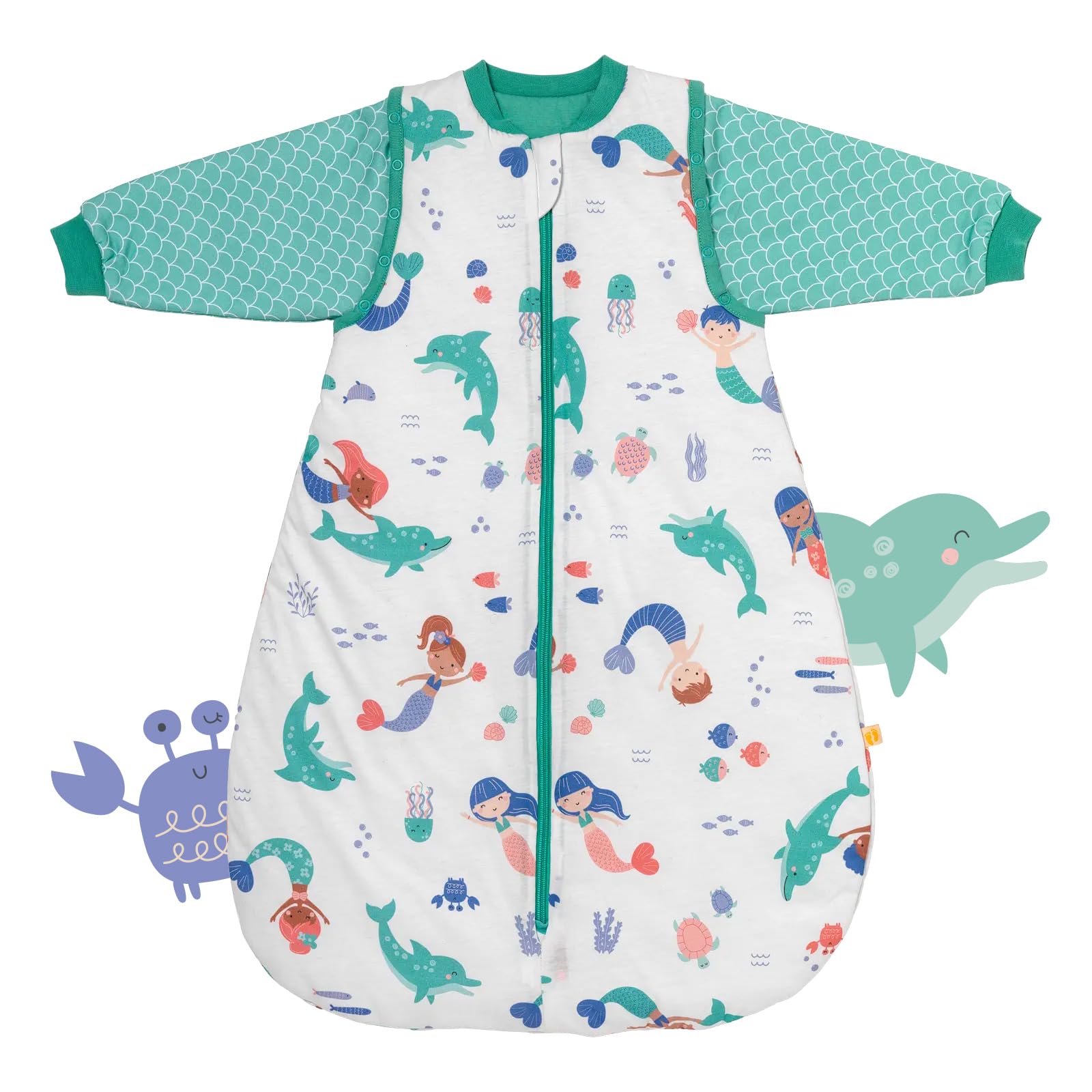 schlummersack Kinder Schlafsack Baby Sommer 130 cm dünn Meerjungfrau | Sommerschlafsack 1.0 Tog