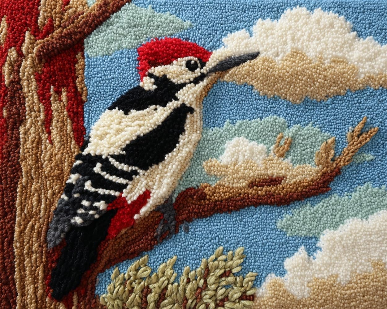 FWRTYCB Latch Hook Rug Kits,oodpecker in the Tree