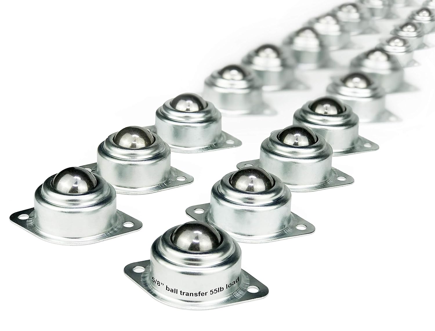 60 Pack 5/8” Roller Ball Transfer Bearings, 3,300 lbs (55lbs x60) Load Capacity