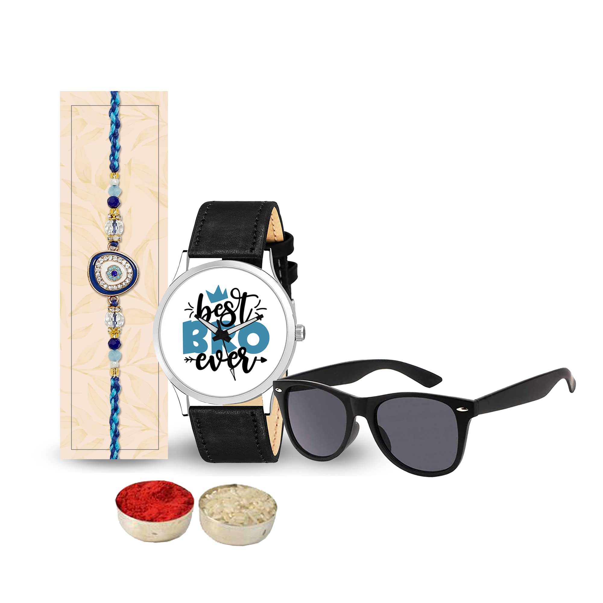 Relish Designer Rakhi, White Dial Best Bro Ever Watch, Sunglass for Men, Rakhi Combo for Brother, bhaiya Rakhi Gift Hamper Pack of 3 (B0C5J793WW) Amazon Price History, Amazon Price Tracker