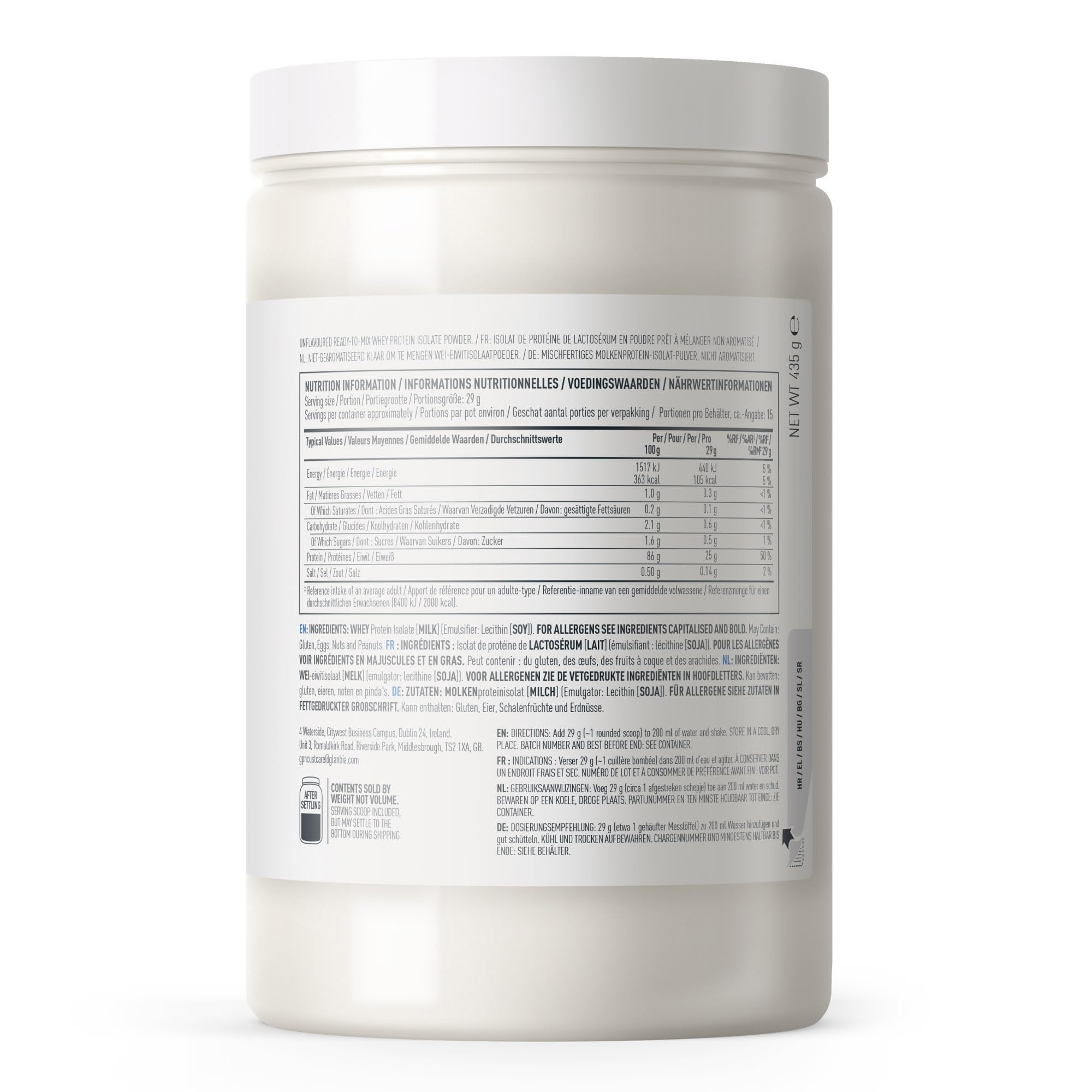 Isopure Aislado de Proteína de Suero sin Sabor – 25?g de Proteína por Ración, Bajo en Azúcar y Grasas, Sin Aromas ni Edulcorantes Artificiales, Solo 2 Ingredientes, 435?g
