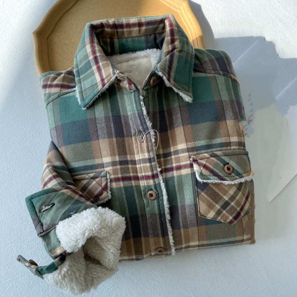 Bluse Damen,Holzfällerhemden für Damen Sherpa-Baumwolle Armeegrün Kariert Flanellhemden für Damen Lässige Mäntel Roll-Up-Ärmel Strickjacke Vintage-Knöpfe Sexy Hemden Damen