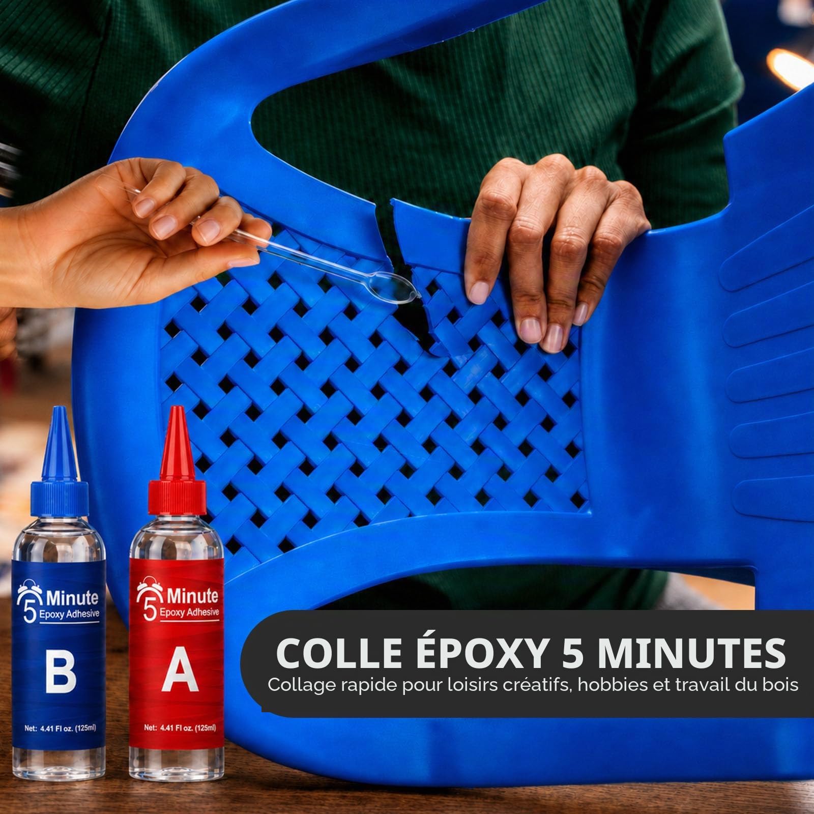 Colle époxy 5 minutes 250 ml, colle bi-composante, durcissement rapide, résine époxy transparente à 2 composants, colle universelle pour chaque application