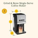 Cuisinart Coffee Maker, Grind personnalisé et Brew Coupe simple, 6 Tailles de la tasse, Usine de Burr en acier inoxydable intégré, résistance réglable, contrôle de l'épaisseur et sur la glace caractéristique, nettoyage facile, DGB-30