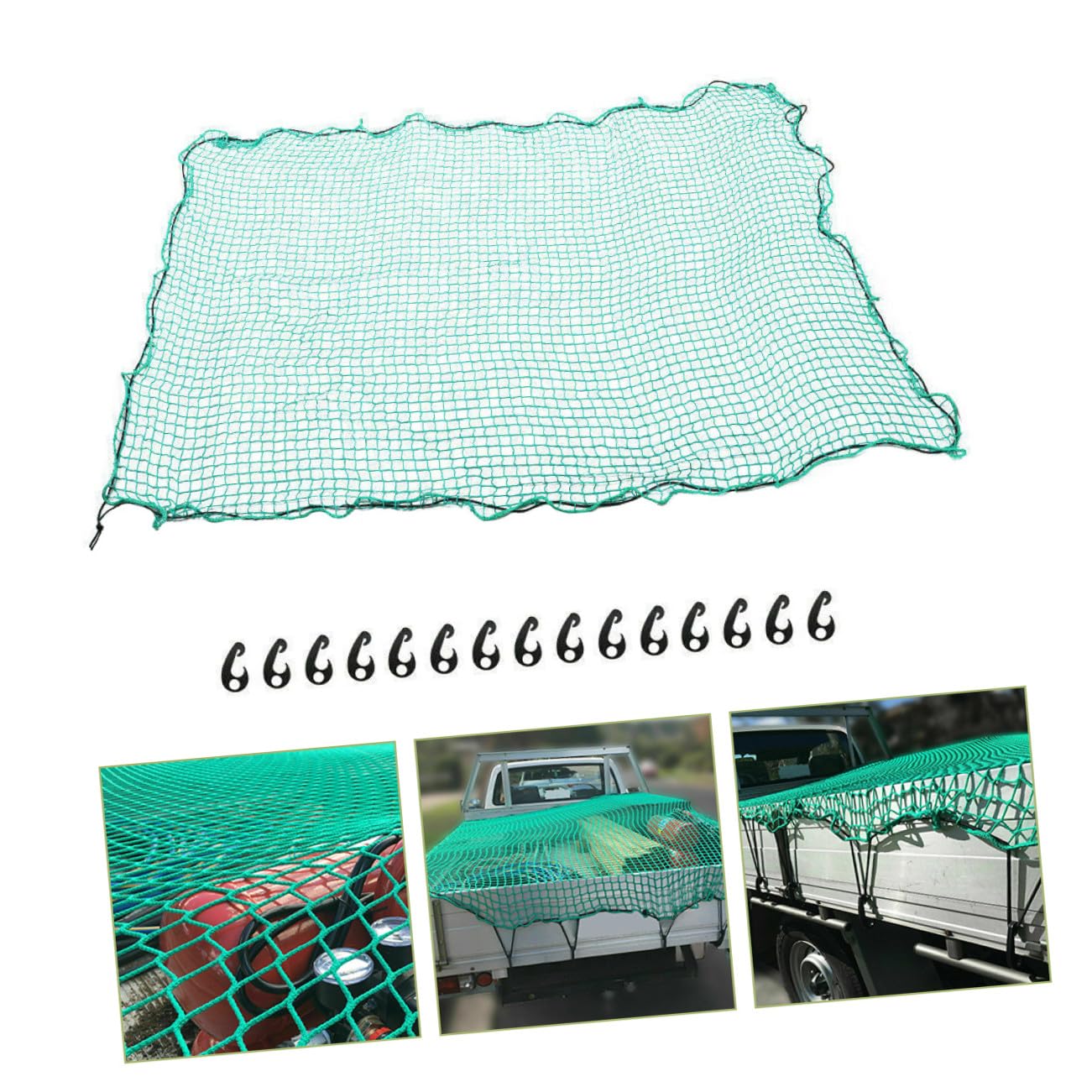 ifundom Rete Carico Pickup Truck in Nylon Resistente con Corde Elastiche e Ganci Rete Cargo Pesante per Letto Camion Protezione Sicura per Trasporto Merci