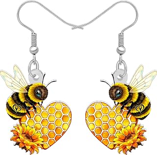 Acrylic Cute Bumble Bee Dangle Earrings Funny Honey Jar Honeybee Earrings Dangling Insect Bug Spring Summer Jewelry Accessories Bee Gifts for Women Charms