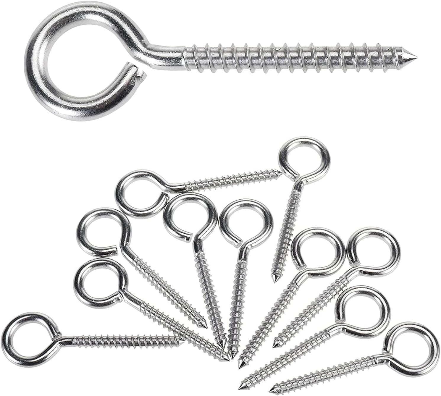 12 Pack 3.2 Inches Screw Eyes, 304 Stainless Steel Heavy Duty Screw in