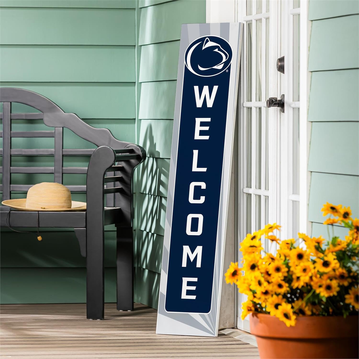 NCAA Penn State Wood Porch Leaner, 47" College Sports Porch Sign, Collegiate Team Welcome Board Signs Outdoor for Front Door Yard Summer Décor