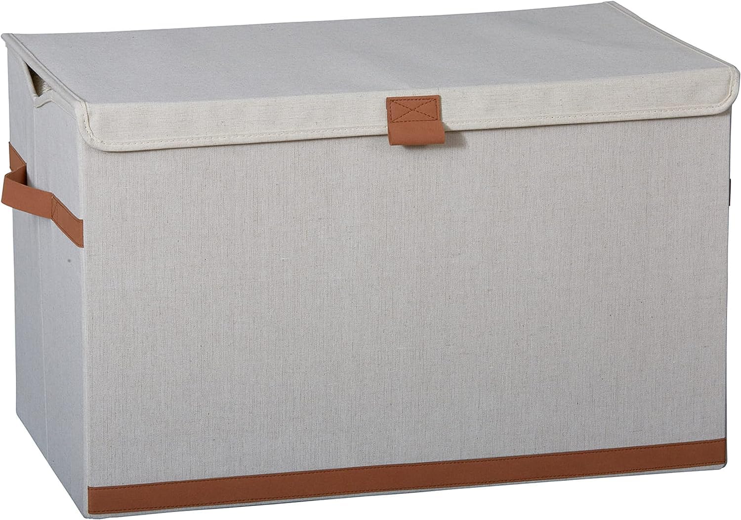 LOVE IT STORE IT - Premium Storage Box with Lid, Linen Cotton Blend Reinforced with Wood, Extra Large and Stable Beige, 62 x 37.5 x 39 cm