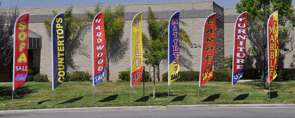 Mattress Sale Advertising Feather Banner Swooper Flag Sign with Flag Pole Kit and Ground Stake, Red and Blue