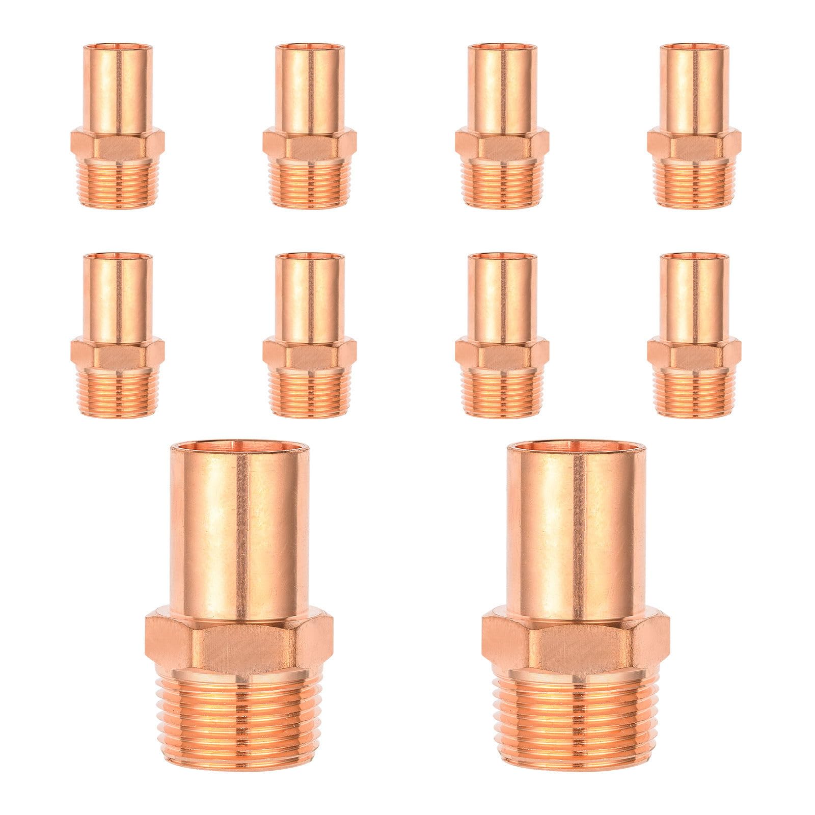 Paquete de 10 Unidades de, Rosca Macho de Cobre para Calle, 1-1/2" FTG x 1-1/2" MPT, Rosca Macho NPT para plomería.