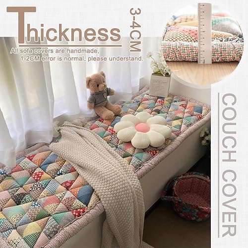 Miniatura 3 de Funda de algodón para sofá, funda antideslizante para perros, lavable para sofá de 3 cojines, apta para mascotas (gris, 27.6 x 59.1 pulgadas)