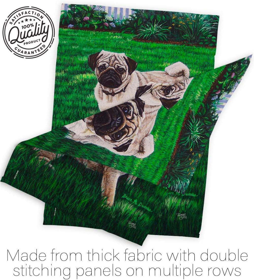 Breeze Decor - Pugs Love Nature - Everyday Pets Impressions Decorative Vertical House Flag 28" x 40" Printed in USA