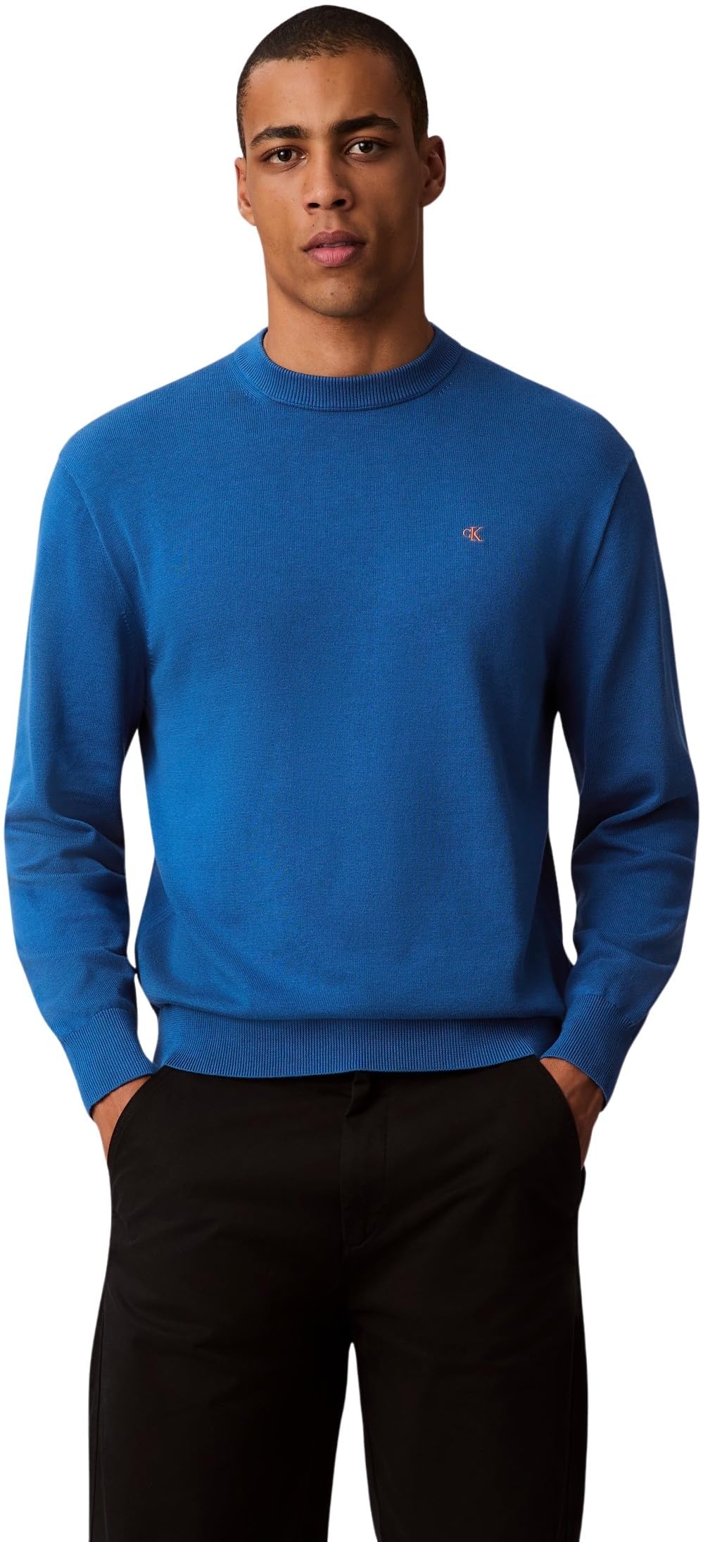 Calvin Klein Jeans Men's LS EZ COTTON CREWNK SWEATER 12GG LV04RC309G Sweaters, Blue (Royal Lagoon), XXL