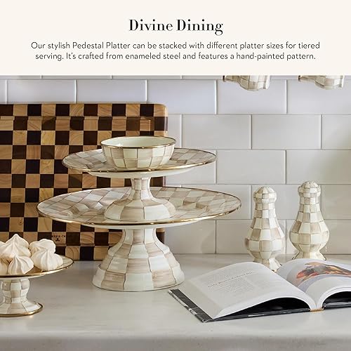 Miniatura 55 de MACKENZIE-CHILDS - Fuente de pedestal esmaltada, soporte redondo para pasteles, tamaño miniatura, Courtly Check - a cuadros negros y blancos Chequeo