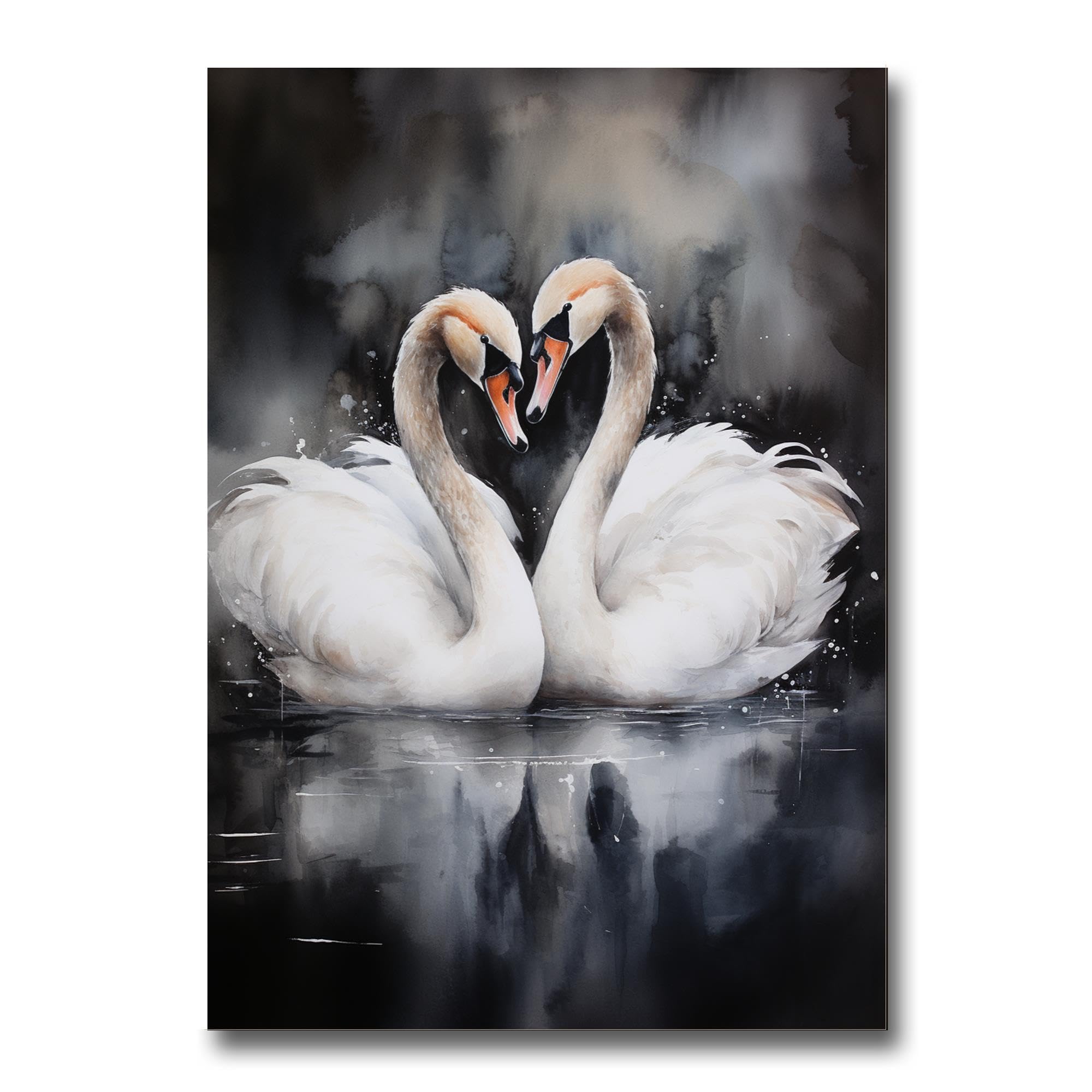 Amazon.com: Pair Of Swans, swan wall decor, Watercolor on White