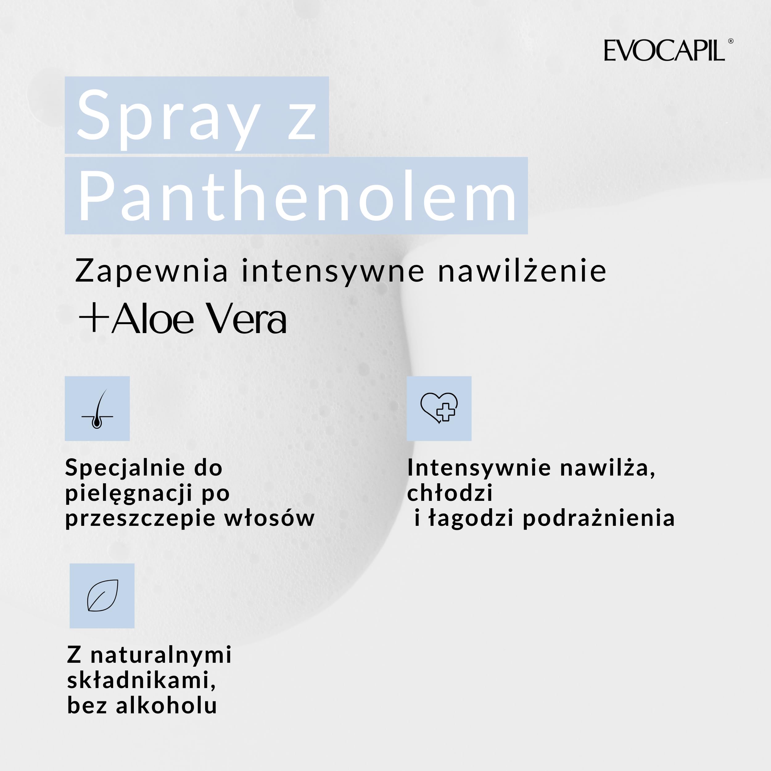Evocapil Plus pianka pantenolowa w sprayu po przeszczepieniu włosów