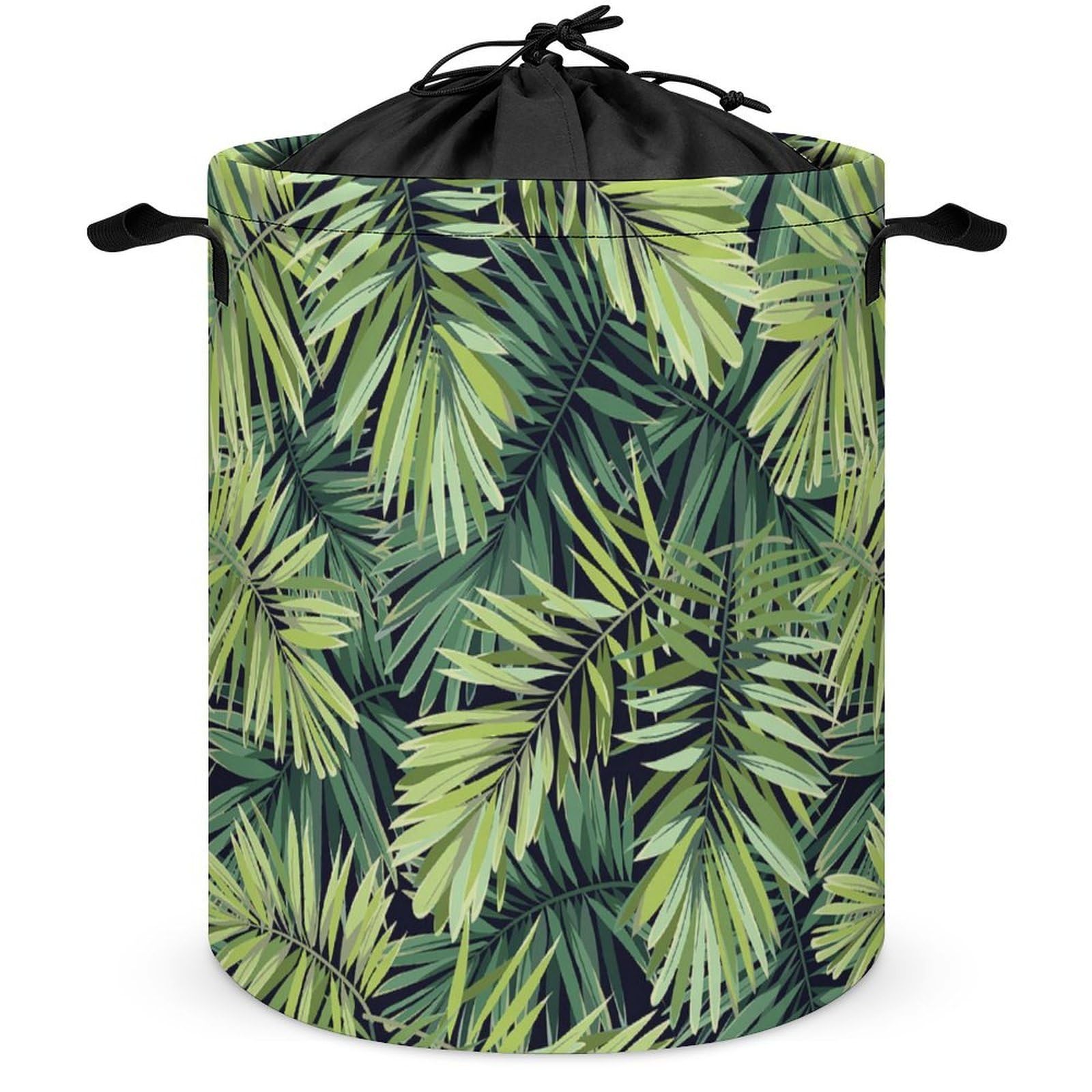Qjjinxior Drawstring Laundry Hamper, Tropical Plant Leaves Laundry Basket, Washing Basket with Handle