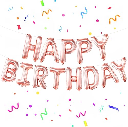 Globos grandes de oro rosa de feliz cumpleaños 16 pulgadas globos de papel de aluminio de feliz cumpleaños para decoraciones de fiesta de cumpleaños