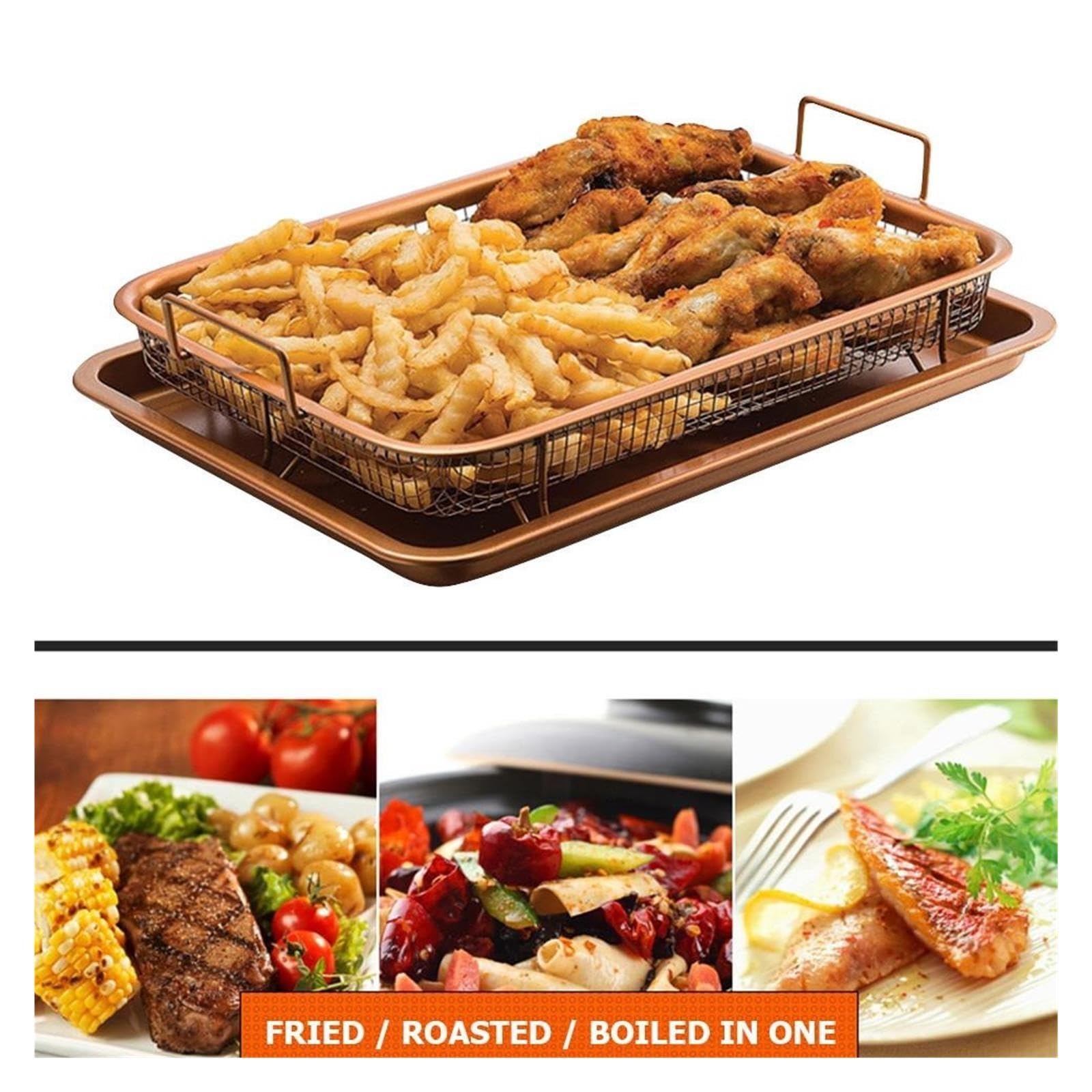 Cestello For Patatine Fritte Quadrato Resistente Al Calore In Acciaio Inossidabile, Accessorio For Cestello For Friggitrice Ad Aria Sbollentata For Snack Occidentali