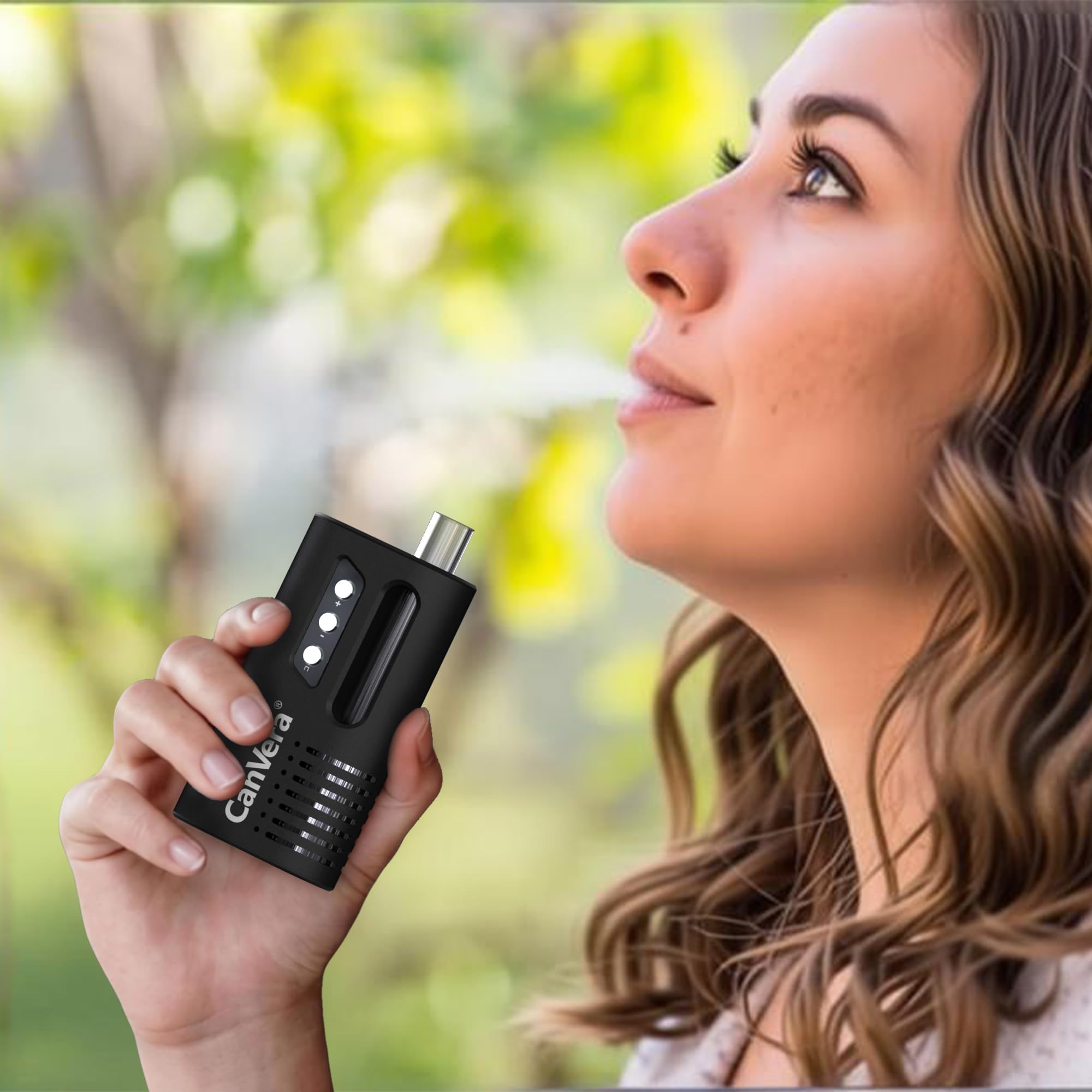 Vaporizer Cannabis | CanVera Kräuter Verdampfer | Konvektion Technologie | Temperatur 50-220℃ | Einstellbare Sessionzeit 5-13 Min. | Glasmundstück Vapo-rizer | Keramik Kammer | USB-C