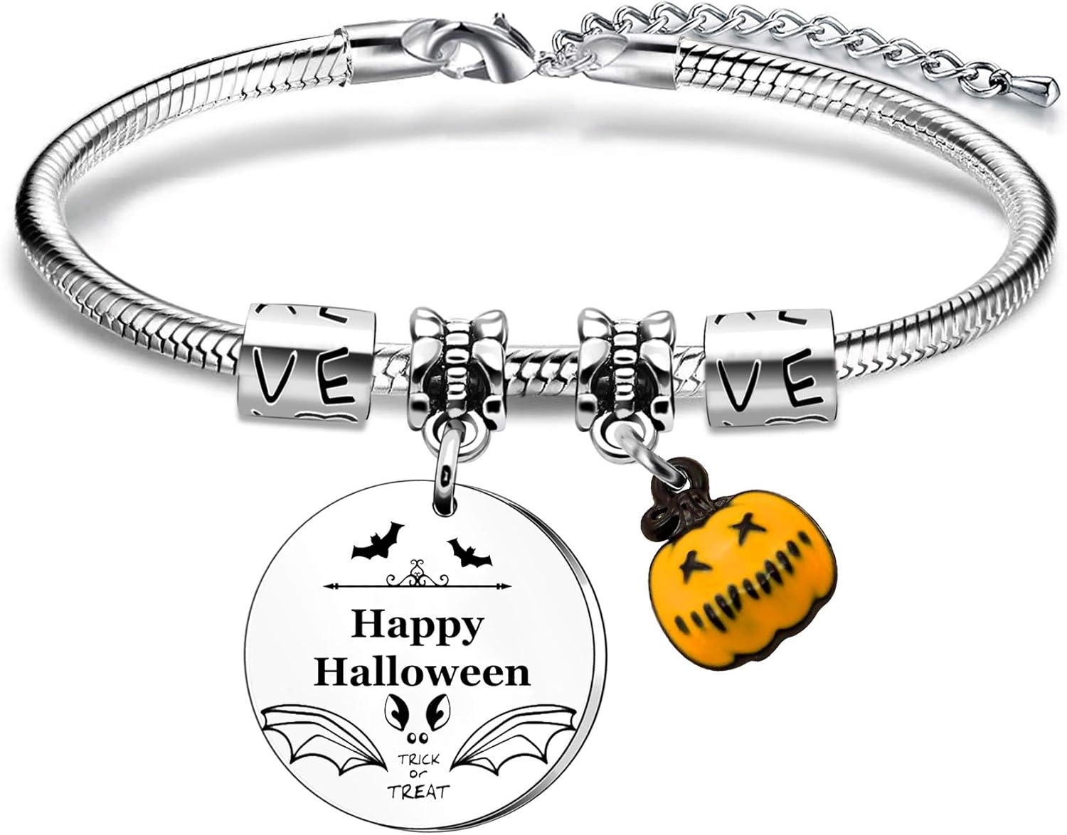 Sweettea Halloween Bracelet Trick or Treat Pumpkin Pendant Adjustable Bangle