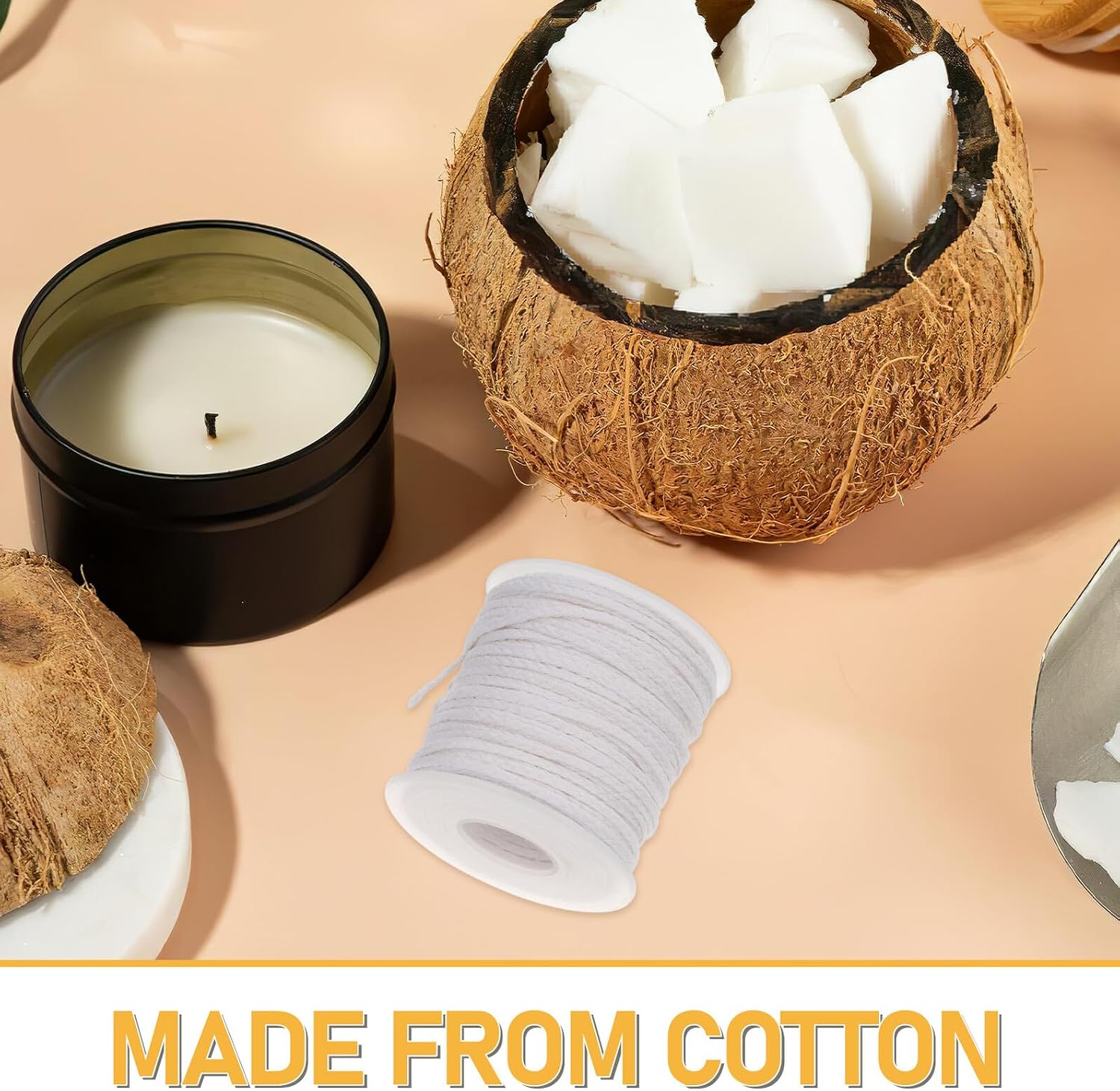 3 Rolls Braided Cotton Wicks for Candle Making Thick Oil Lamp Wick Cord Roll 61m DIY for Lanterns and Wax Candles