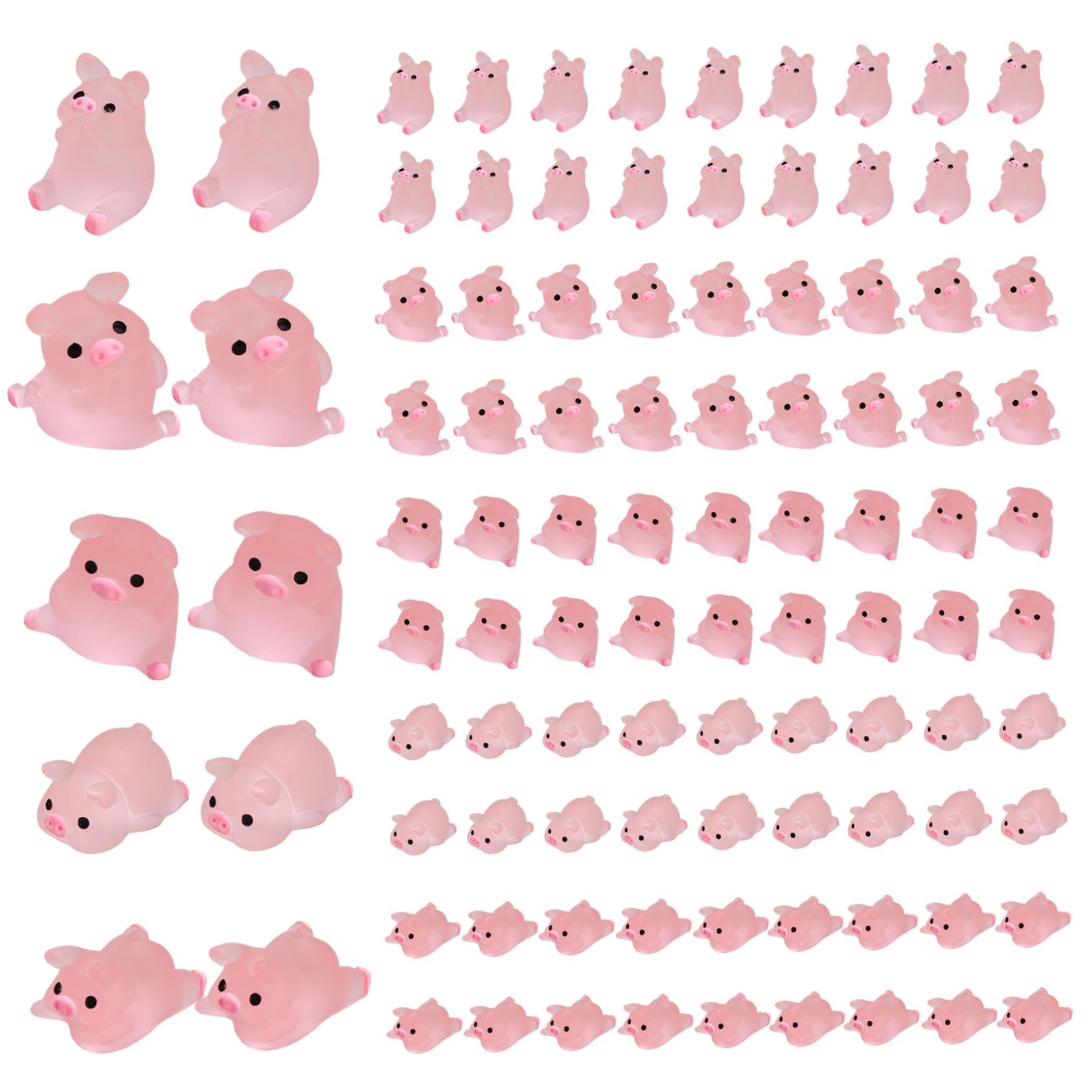 Muzrunq Mini Resin Animals, Glow in The Dark Piggy Figurines Bulk for Miniature Fairy Garden Lawn Accessories Micro Landscape Potted Decoration.
